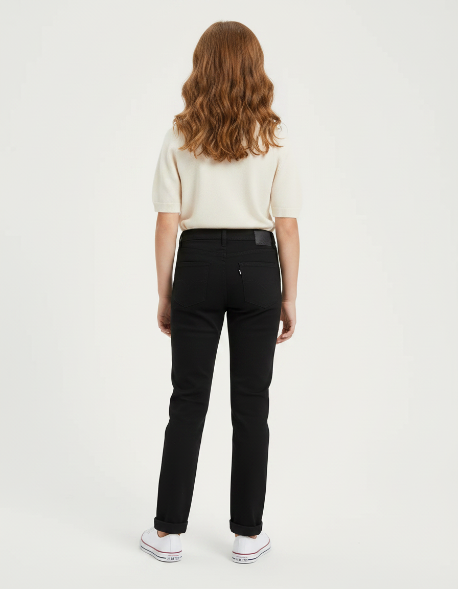 Pantalon Chino Noir Droit Coton Enfant Classique - vue 2