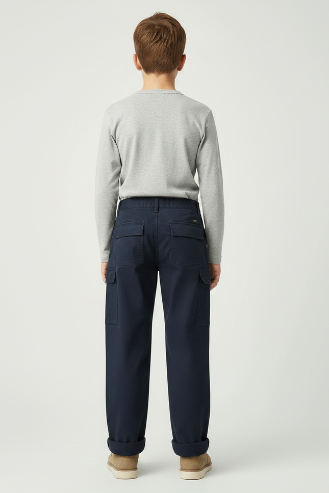 Pantalon Chino Marine Coton Ample Garçon Décontracté - vue 2