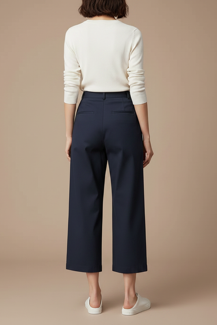 Pantalon Chino Marine Ample Fluide Décontracté Femme - Gabardine - vue 2