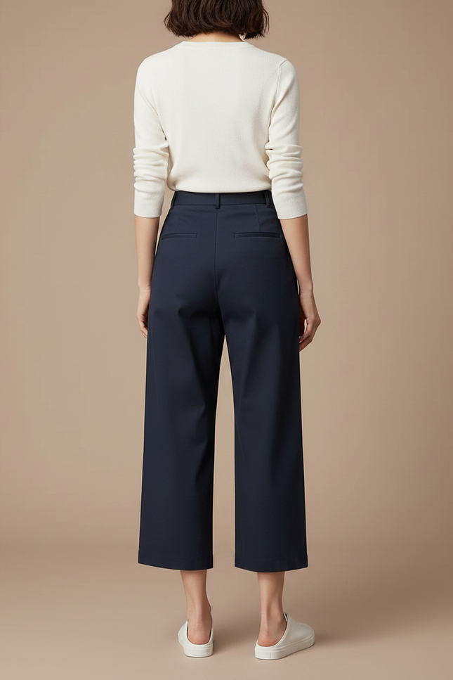 Pantalon Chino Marine Ample Fluide Décontracté Femme - Gabardine - vue 2