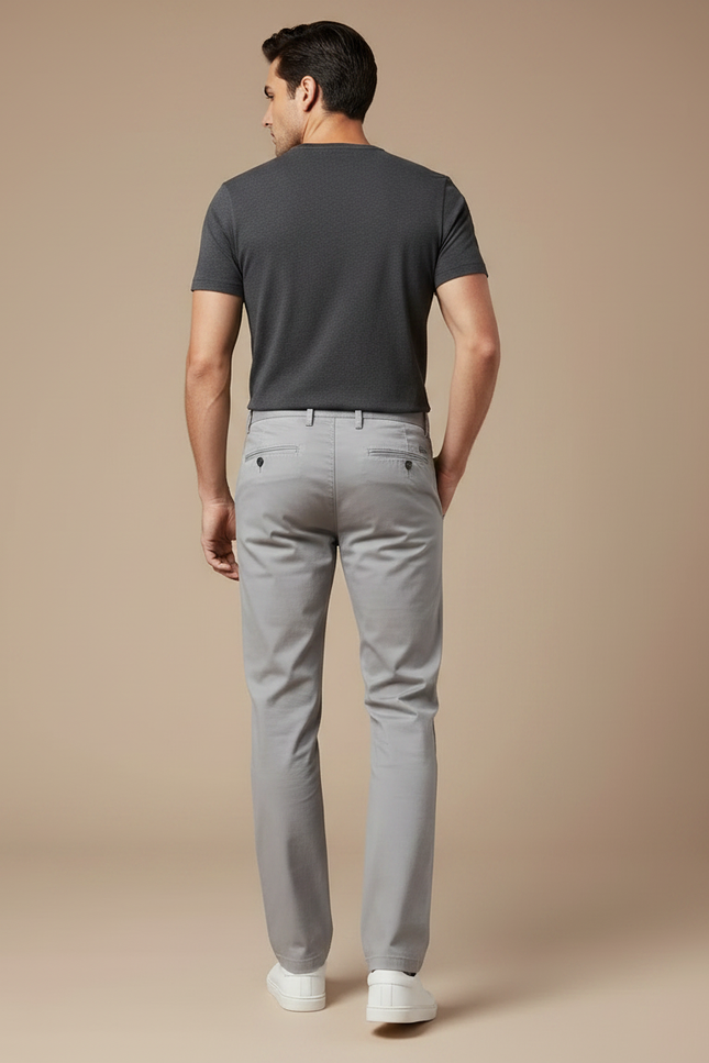 Pantalon Chino Gris Clair - Coton - vue 2