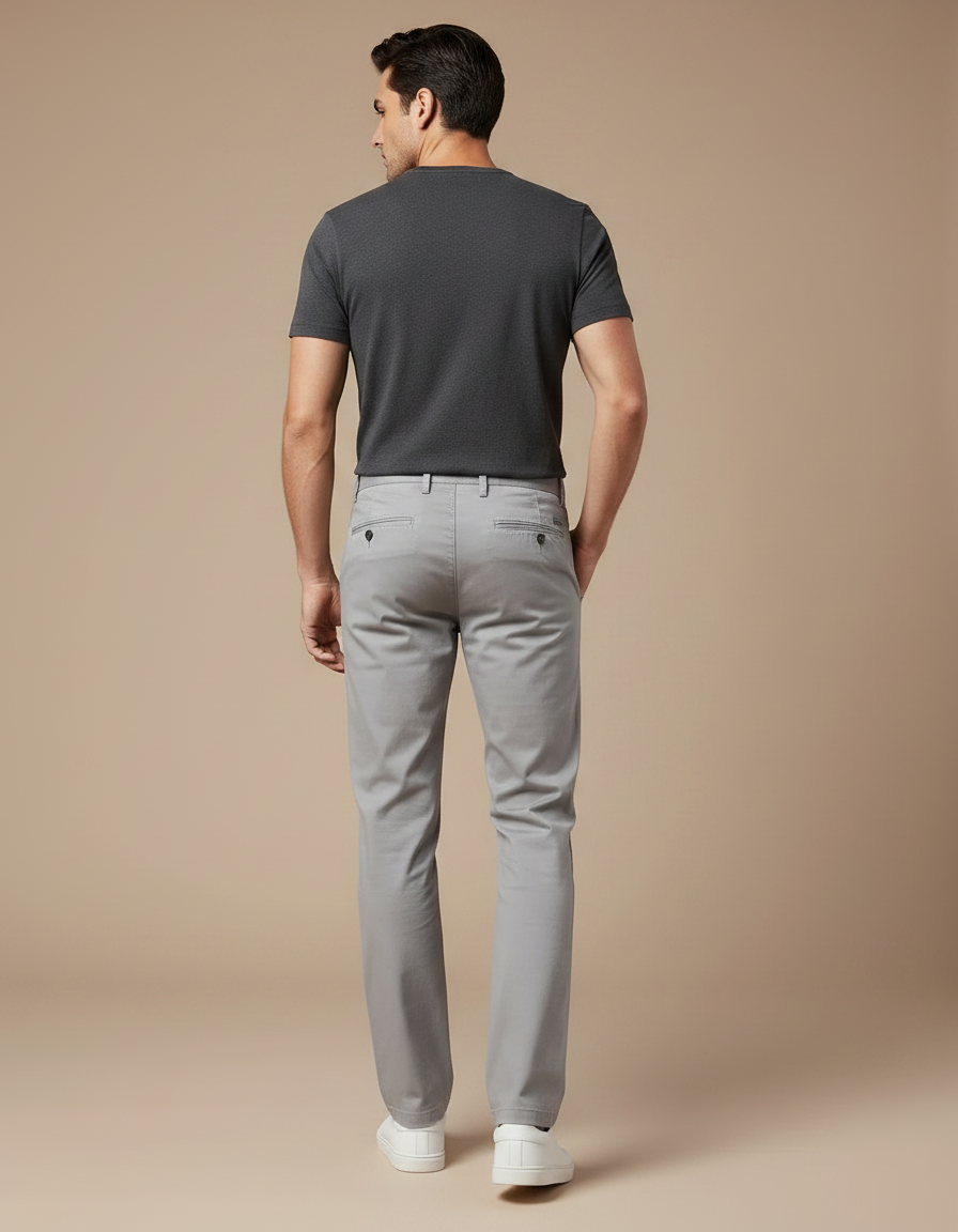 Pantalon Chino Gris Clair - Coton - vue 2