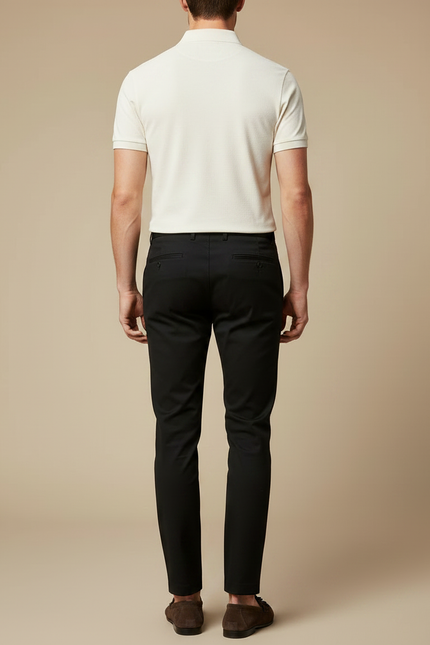 Pantalon Chino Noir Slim Coupe Droite Homme Chic - Gabardine - vue 2