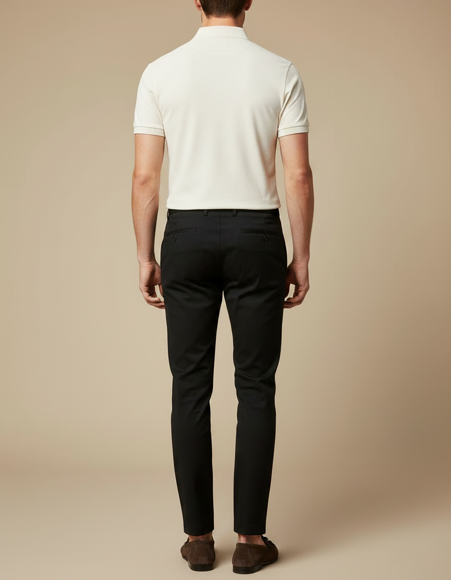 Pantalon Chino Noir Slim Coupe Droite Homme Chic - Gabardine - vue 2