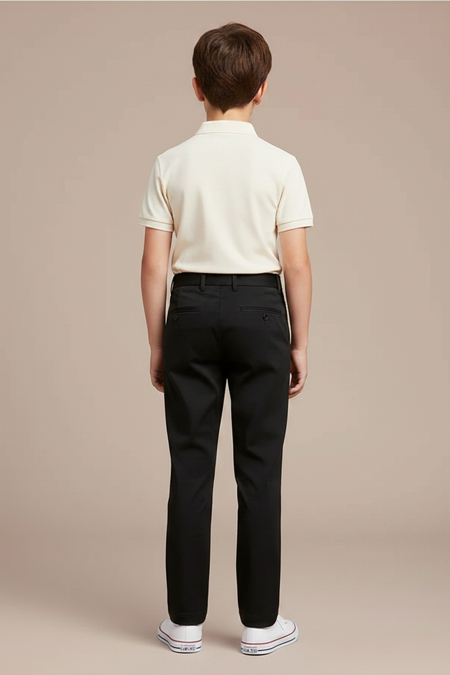 Pantalon Chino Noir Droit Coton Enfant Décontracté - vue 2