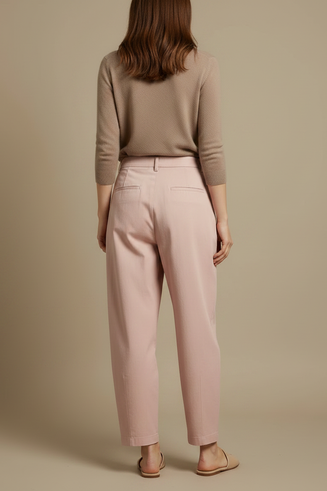 Pantalon Chino Rose Ample Taille Haute Décontracté - Gabardine - vue 2