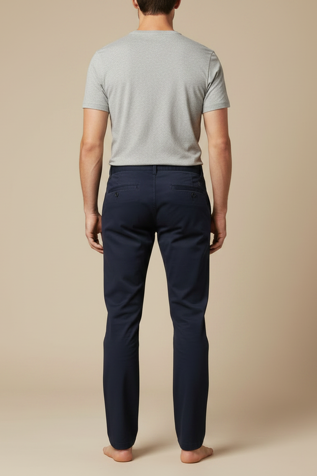Pantalon Chino Bleu Marine Coton Slim Homme - vue 2