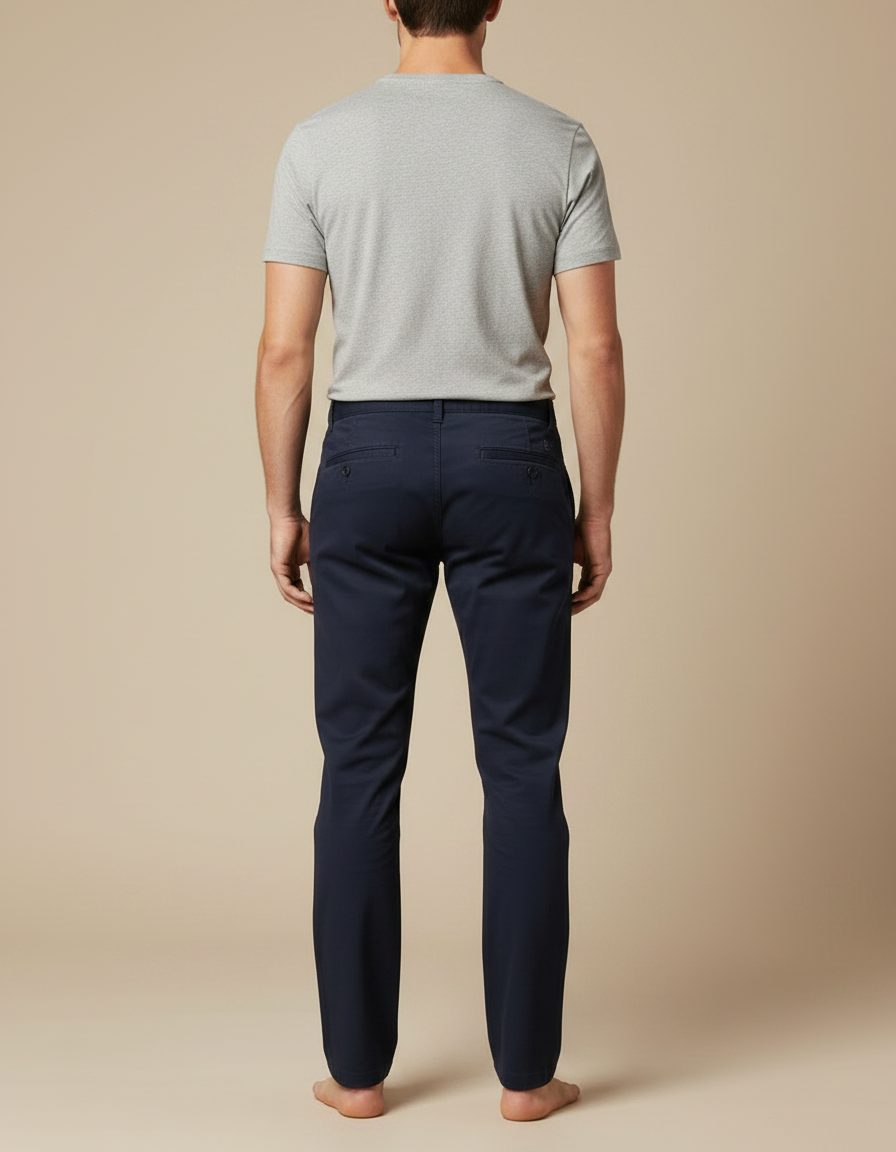 Pantalon Chino Bleu Marine Coton Slim Homme - vue 2