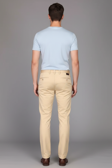 Pantalon Chino Beige Coton Slim Élégant Homme - vue 2