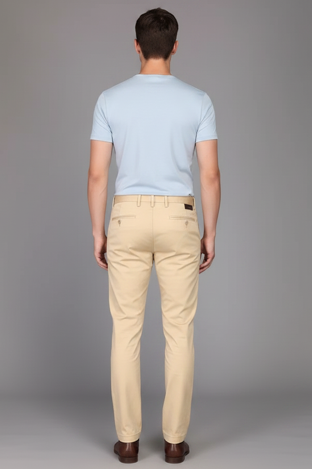Pantalon Chino Beige Coton Slim Élégant Homme - vue 2