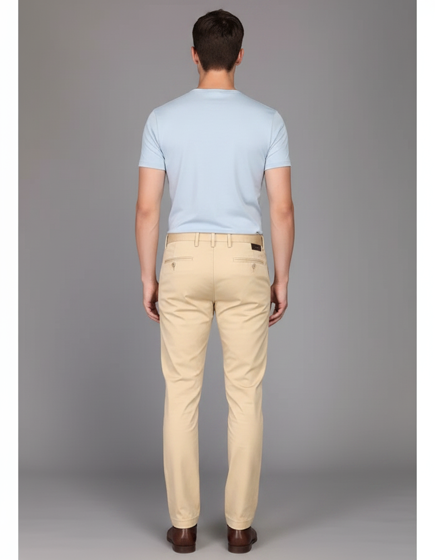 Pantalon Chino Beige Coton Slim Élégant Homme - vue 2