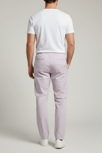 Pantalon Chino Lilas Coton Droit Décontracté Homme - Violet - vue 2