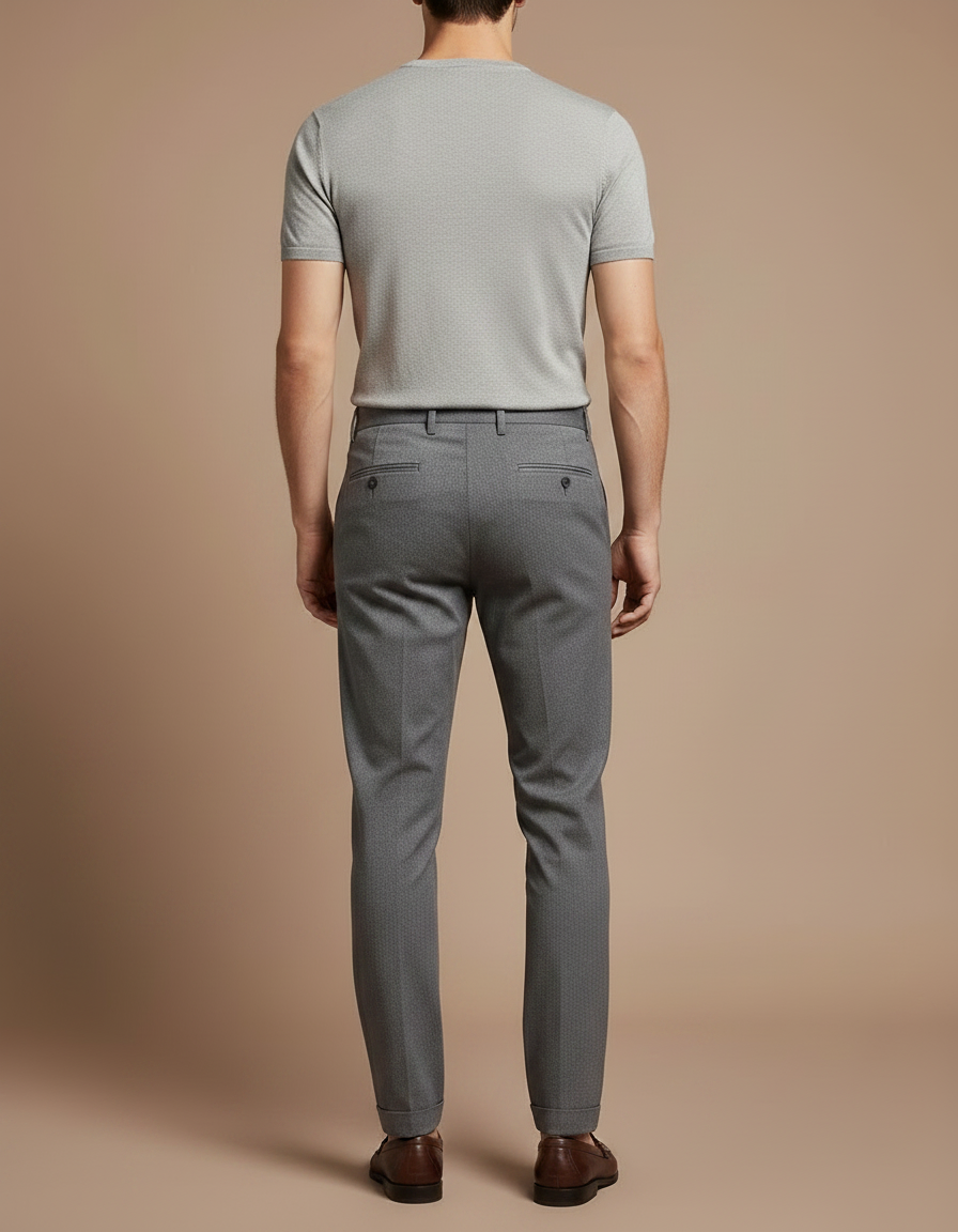 Pantalon Chino Gris Slim Tencel Stretch Élégant Homme - Viscose - vue 2