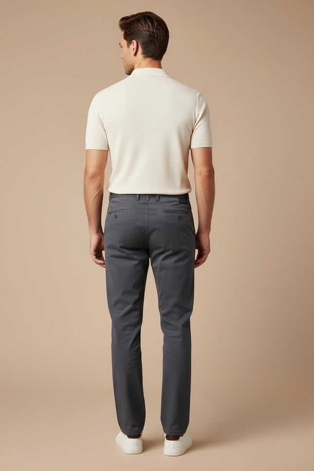 Pantalon Chino Homme Coupe Droite - Gris Coton - vue 2