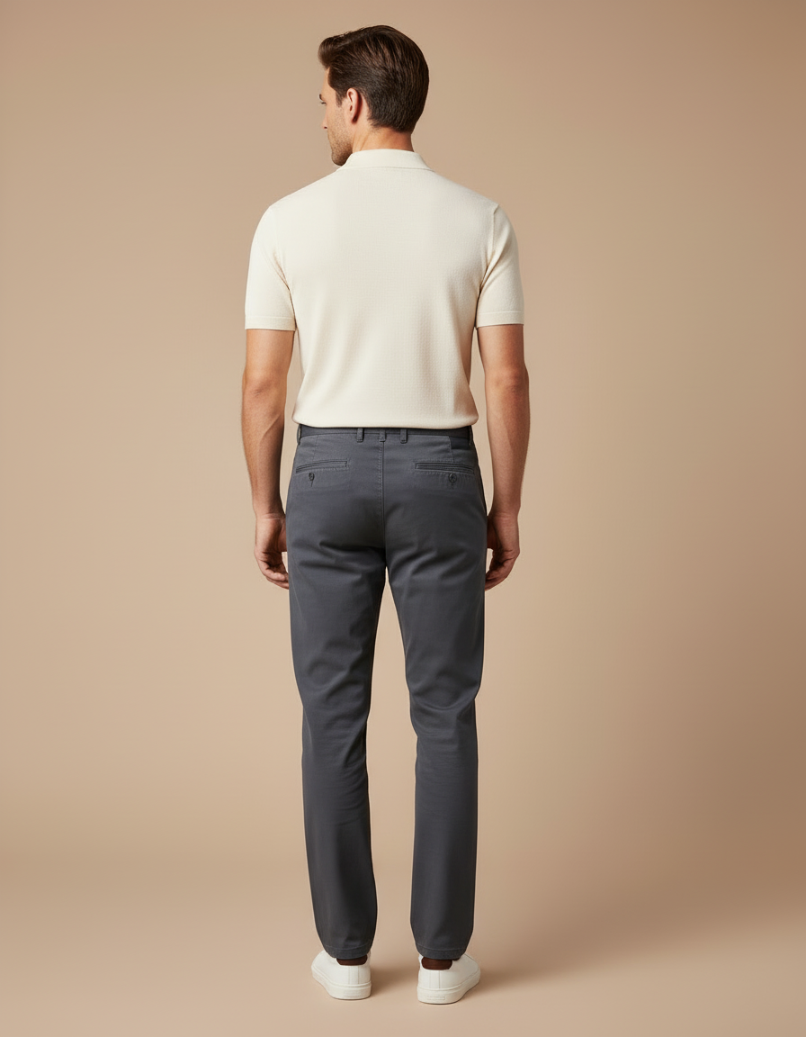 Pantalon Chino Homme Coupe Droite - Gris Coton - vue 2