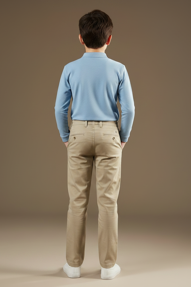 Pantalon Chino Kaki Droit Coton Confortable Enfant - vue 2