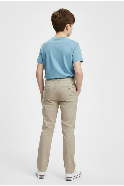 Pantalon Chino Beige Coton Droit Enfant Décontracté - vue 2
