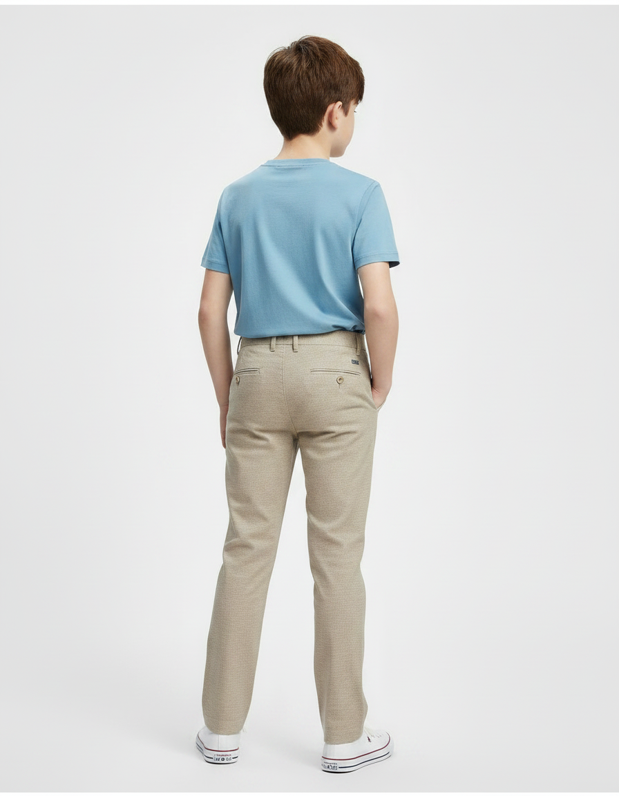 Pantalon Chino Beige Coton Droit Enfant Décontracté - vue 2