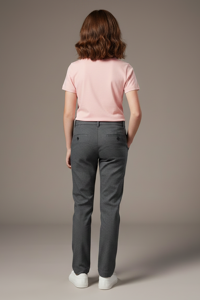 Pantalon Chino Gris Fille Coupe Droite Coton - vue 2