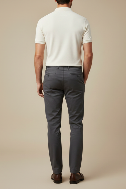 Pantalon Chino Gris Coton Stretch Homme Élégant - vue 2