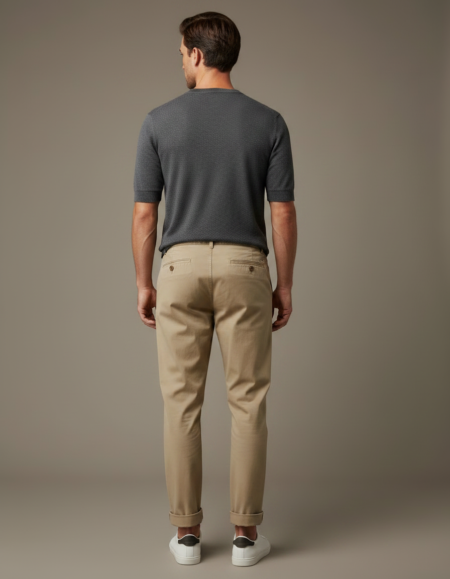 Pantalon Chino Beige Coton Décontracté Cordon Homme - vue 2