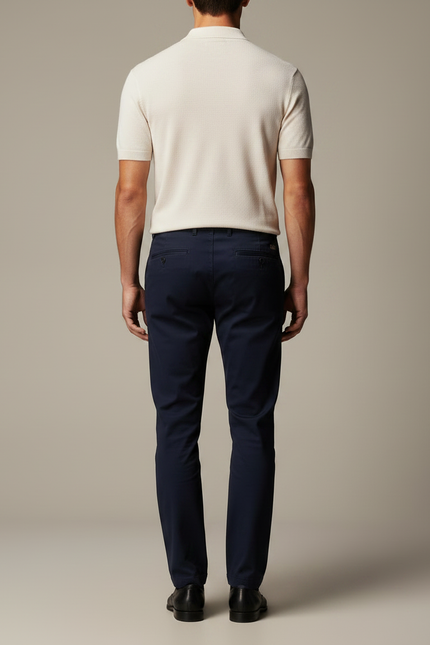 Pantalon Chino Marine Coton Droit Élégant Homme - vue 2