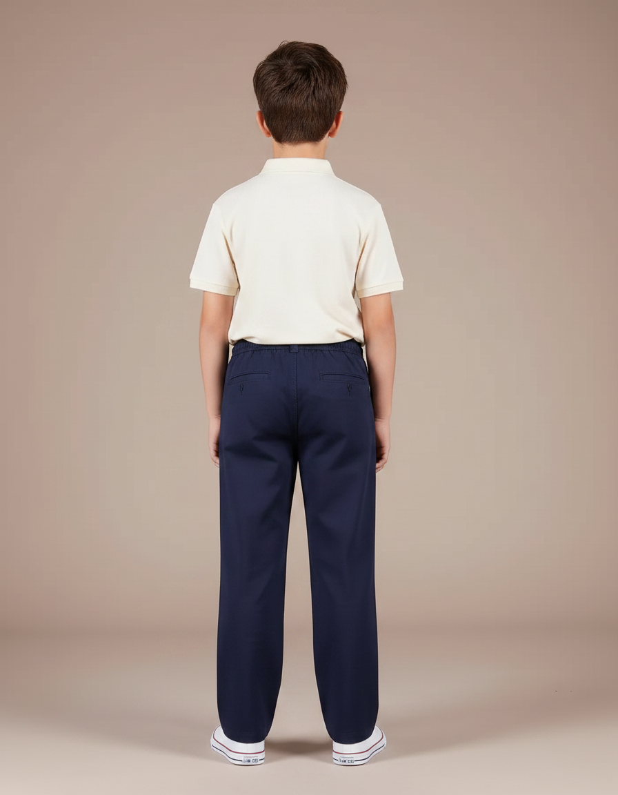Pantalon Chino Marine Ample Coton Enfant Décontracté - vue 2