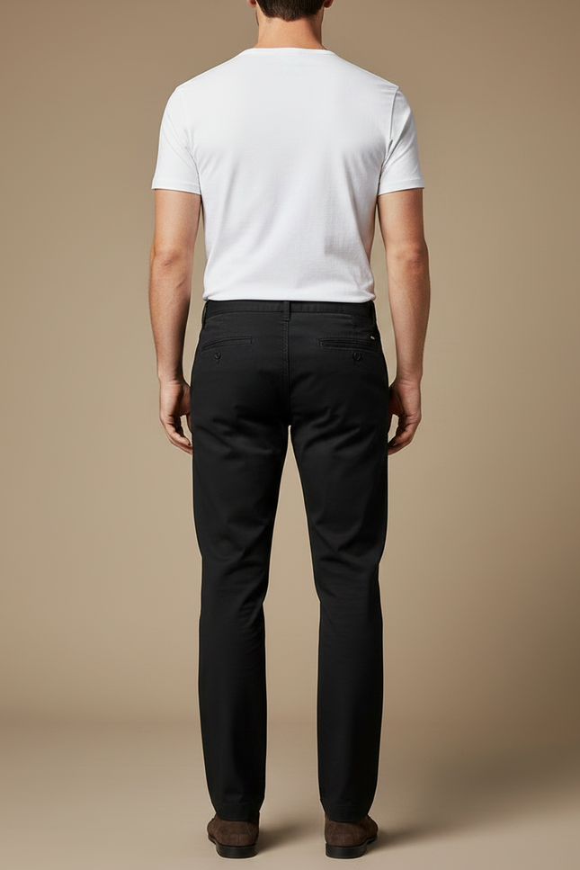 Pantalon Chino Noir Coton Droit Classique Homme - vue 2
