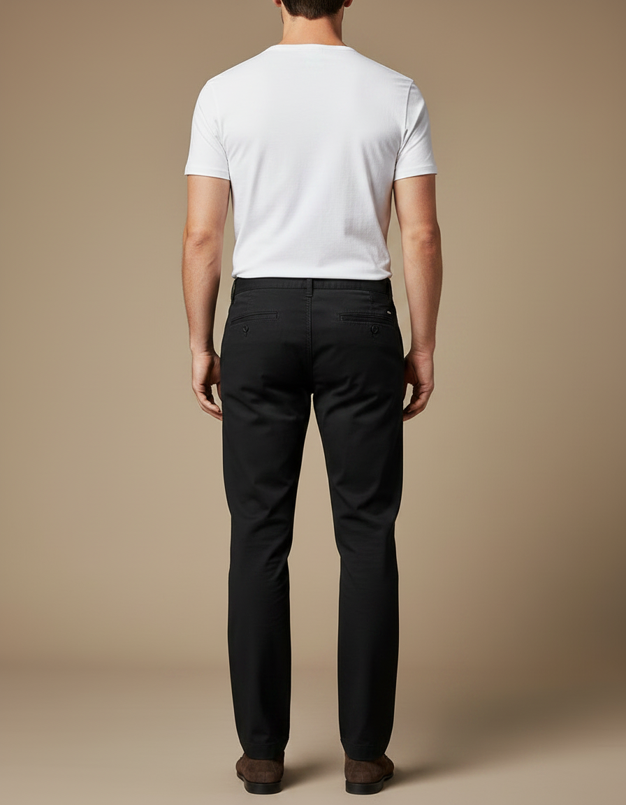 Pantalon Chino Noir Coton Droit Classique Homme - vue 2