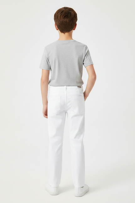 Pantalon Chino Blanc Coton Droit Garçon Simple - vue 2