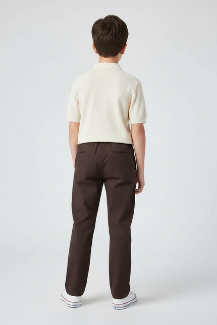 Pantalon Chino Marron Coton Décontracté Garçon Cordon - vue 2