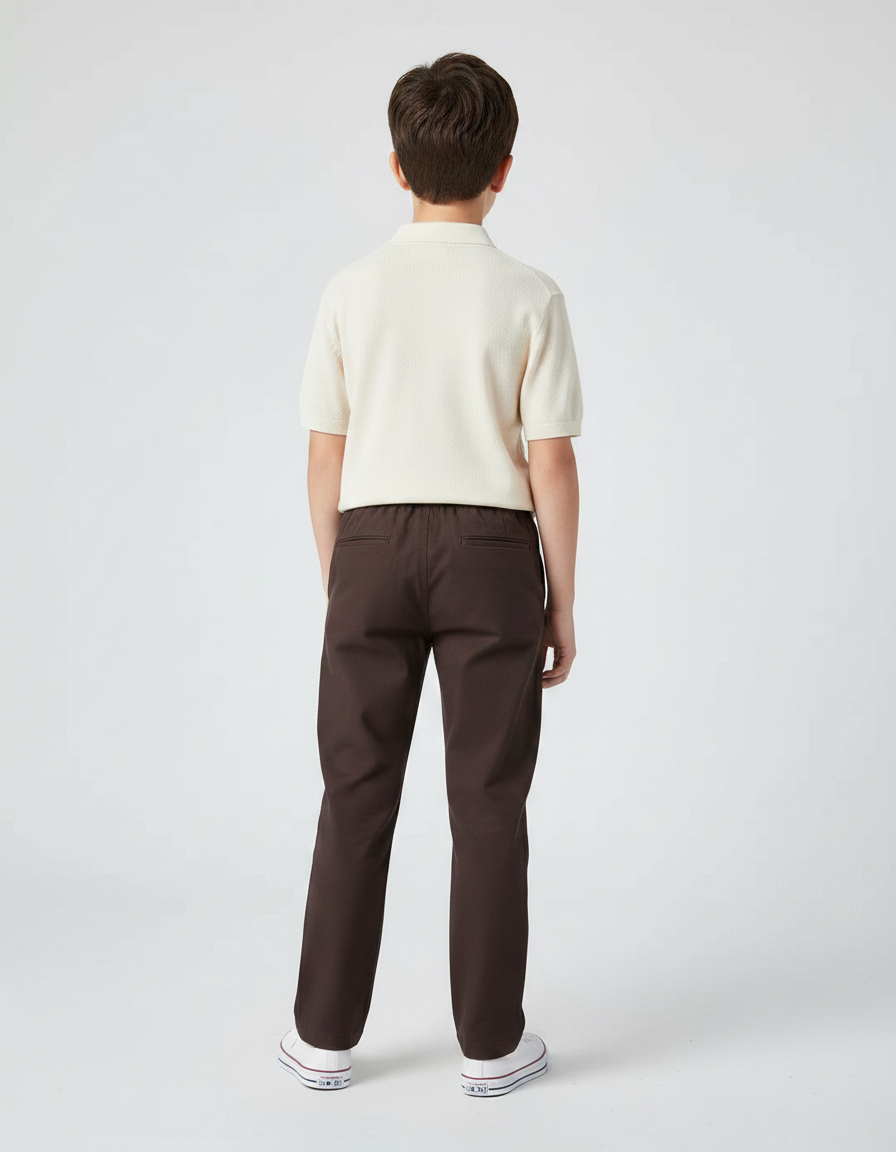 Pantalon Chino Marron Coton Décontracté Garçon Cordon - vue 2