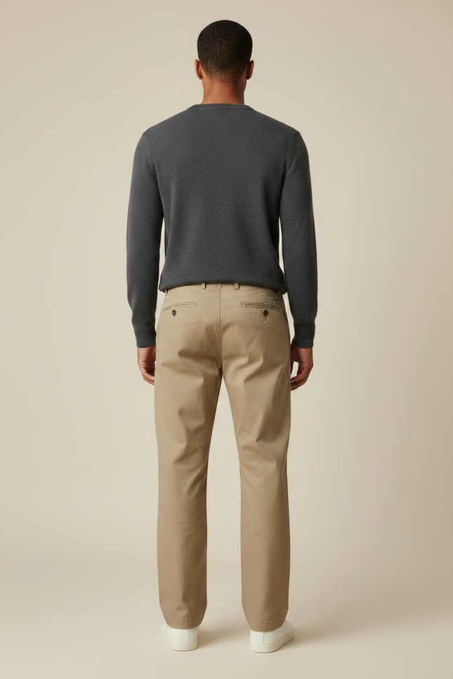 Pantalon Chino Kaki Droit Coton Tendance Homme - vue 2