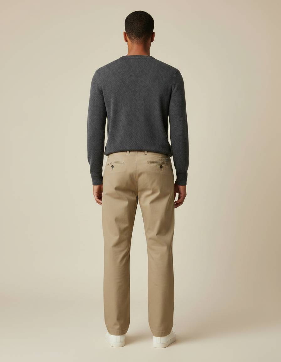 Pantalon Chino Kaki Droit Coton Tendance Homme - vue 2