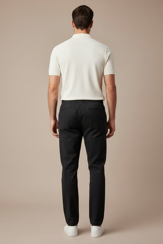 Pantalon Chino Noir Coton Élastique Décontracté Homme - vue 2