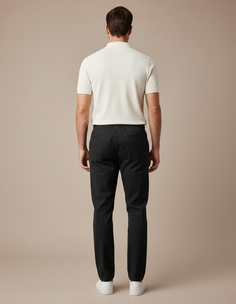 Pantalon Chino Noir Coton Élastique Décontracté Homme - vue 2