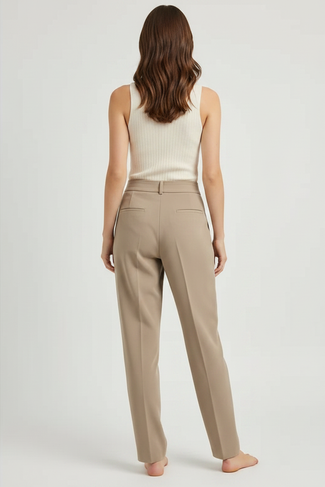 Pantalon Chino Taille Haute - Beige Gabardine - vue 2