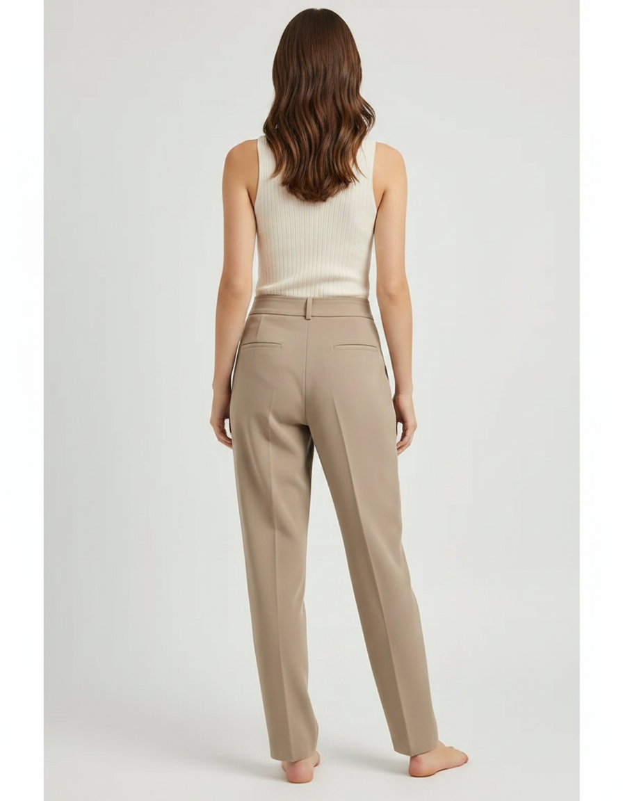 Pantalon Chino Taille Haute - Beige Gabardine - vue 2