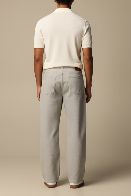 Pantalon Chino Homme Gris Coton Ample Décontracté - vue 2