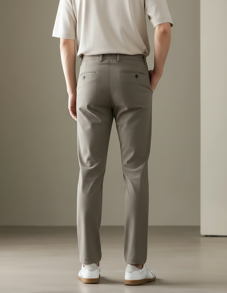 Pantalon Chino Homme Gris Slim Confortable Décontracté Élégant - Gabardine - vue 2