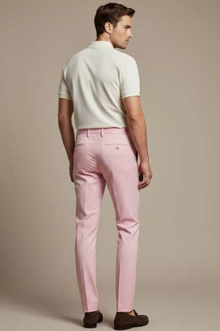 Pantalon Chino Rose Homme Slim Élégant Coton - vue 2