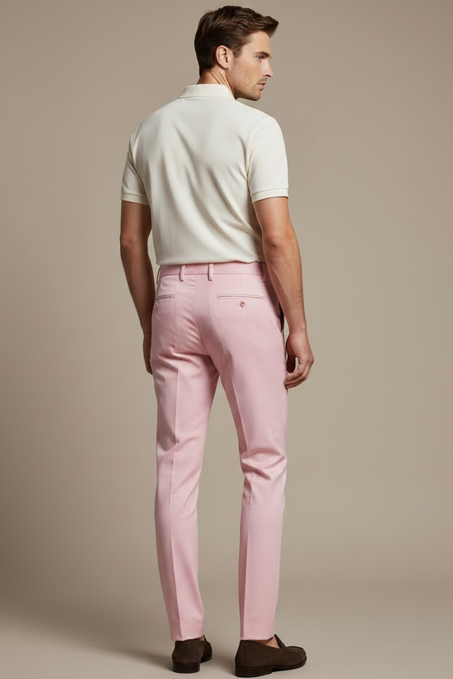 Pantalon Chino Rose Homme Slim Élégant Coton - vue 2