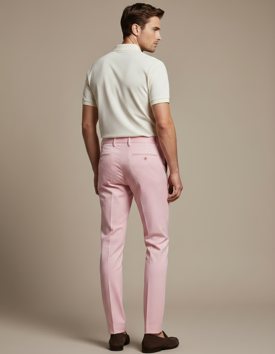 Pantalon Chino Rose Homme Slim Élégant Coton - vue 2