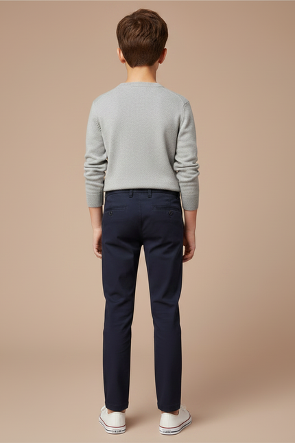 Pantalon Chino Bleu Marine Slim Coton Garçon - vue 2