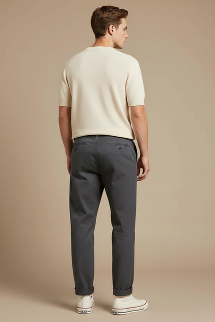 Pantalon Chino Gris Anthracite Coton Décontracté Droit Homme - vue 2