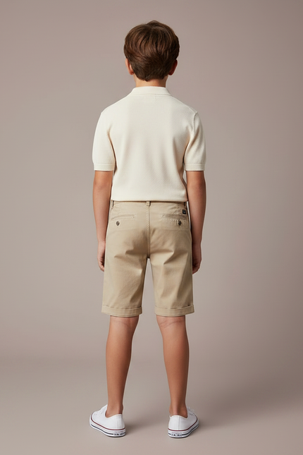 Pantalon Chino Kaki Coton Court Garçon Décontracté - vue 2