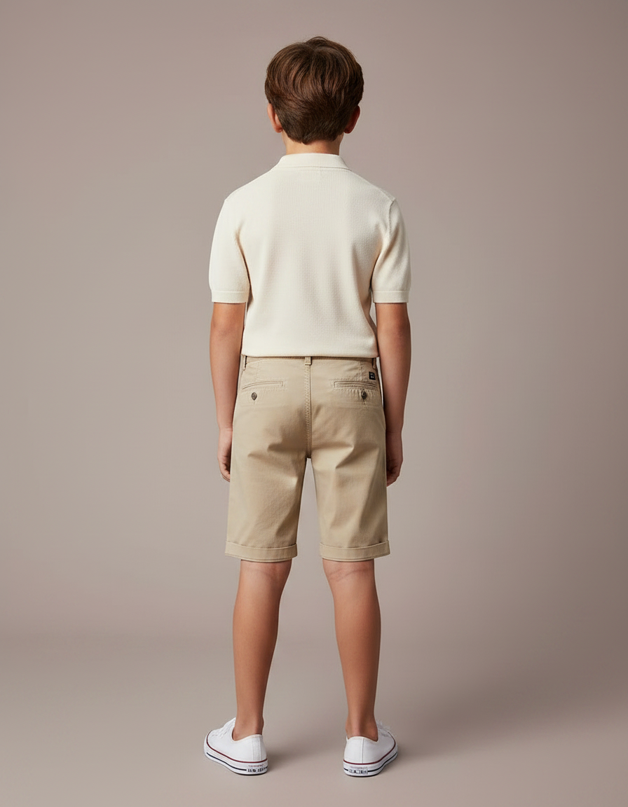 Pantalon Chino Kaki Coton Court Garçon Décontracté - vue 2