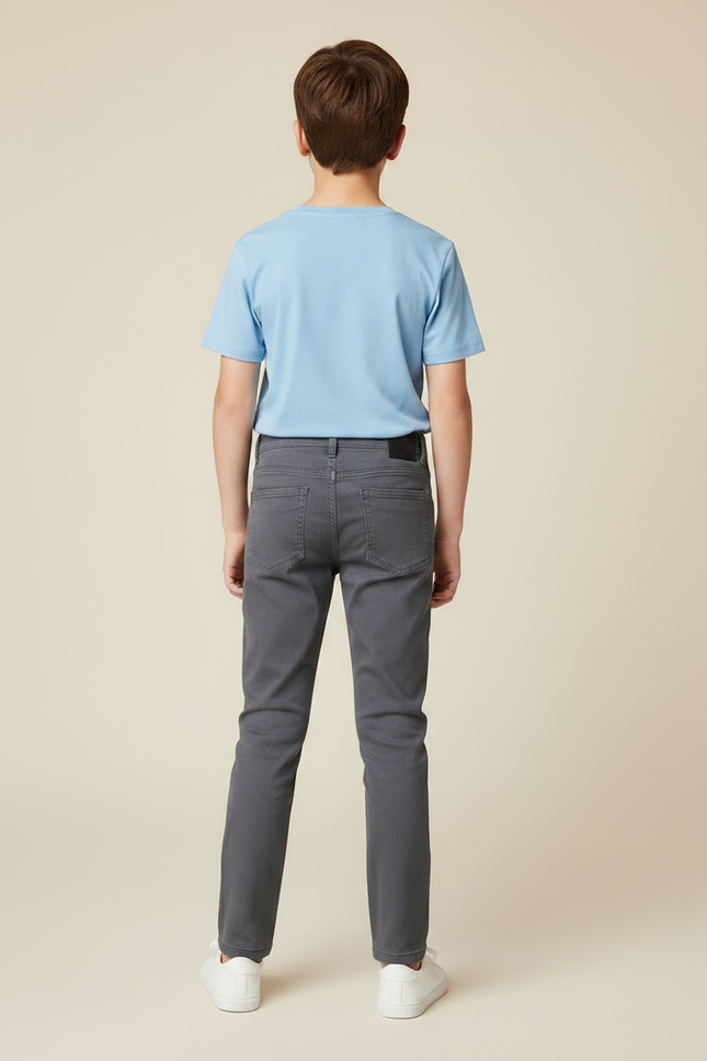 Pantalon Chino Gris Slim Coton Garçon Décontracté - vue 2