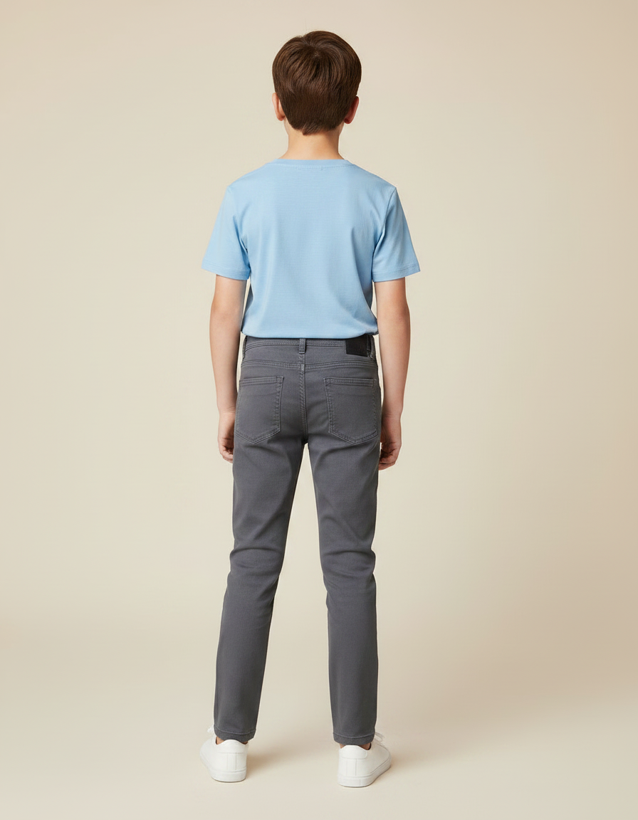Pantalon Chino Gris Slim Coton Garçon Décontracté - vue 2