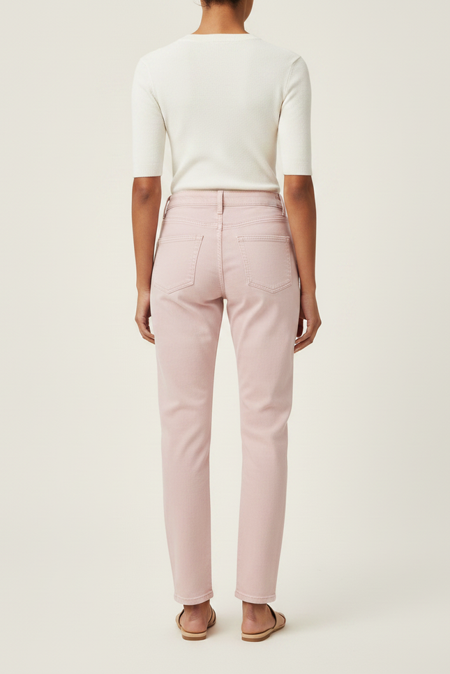 Pantalon Chino Rose Droit Taille Haute Coton Décontracté - Jean - vue 2